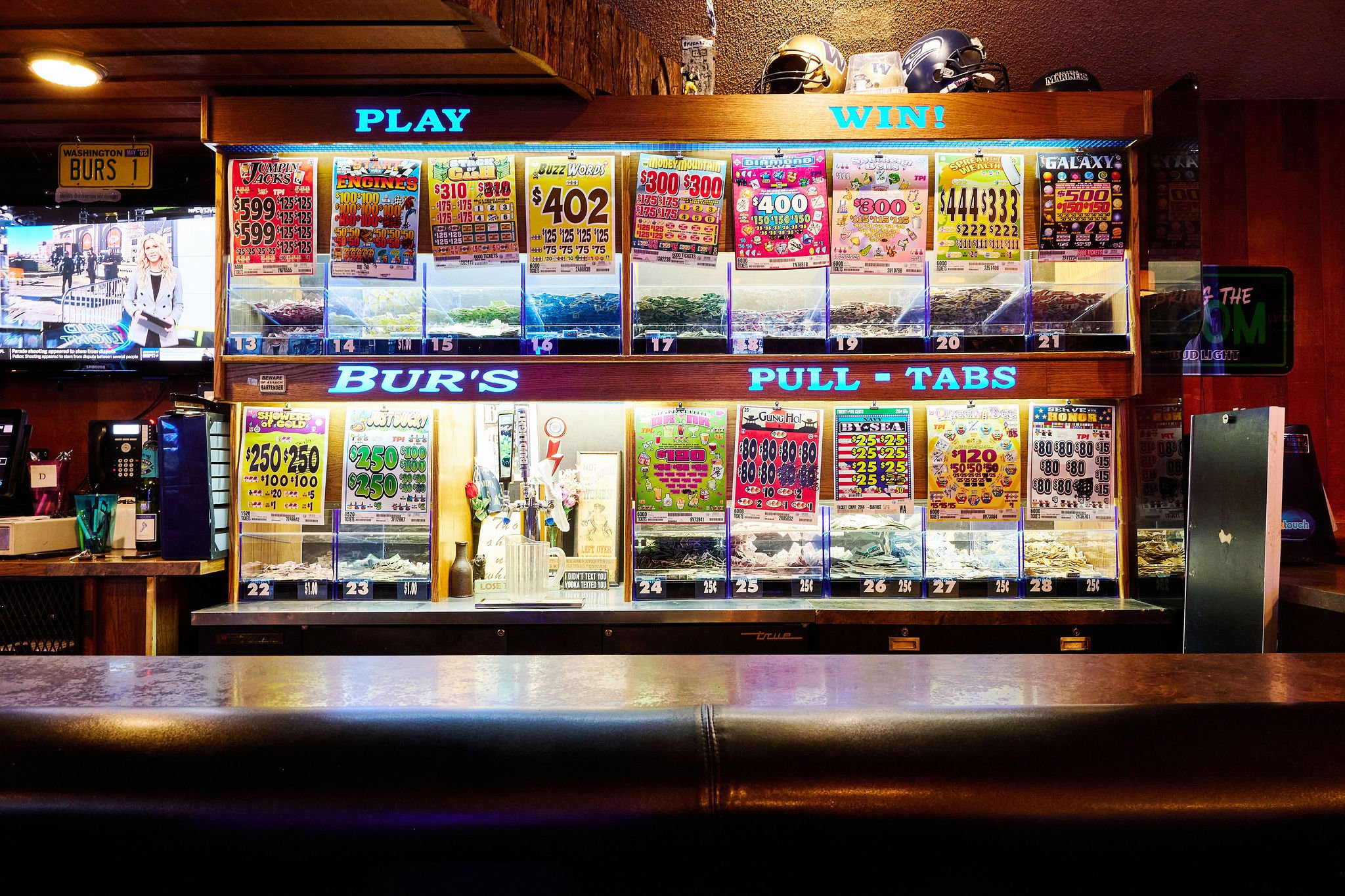 Pull-tab games at Burs Forrest Room