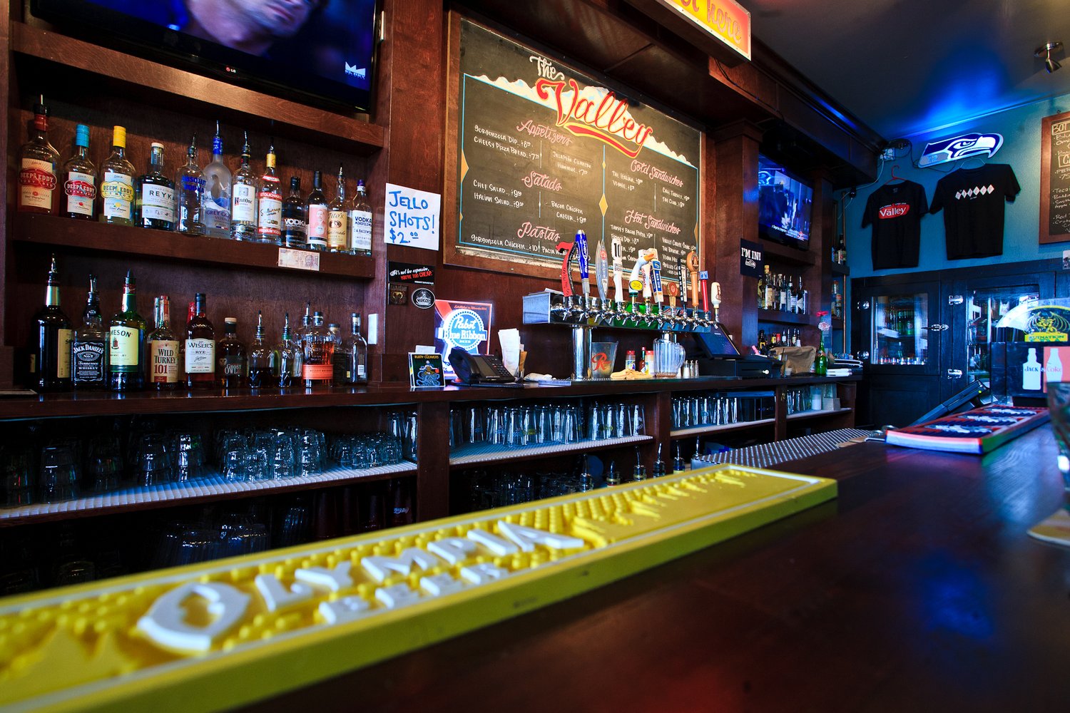 Beer taps and bar room atmosphere at The Valley