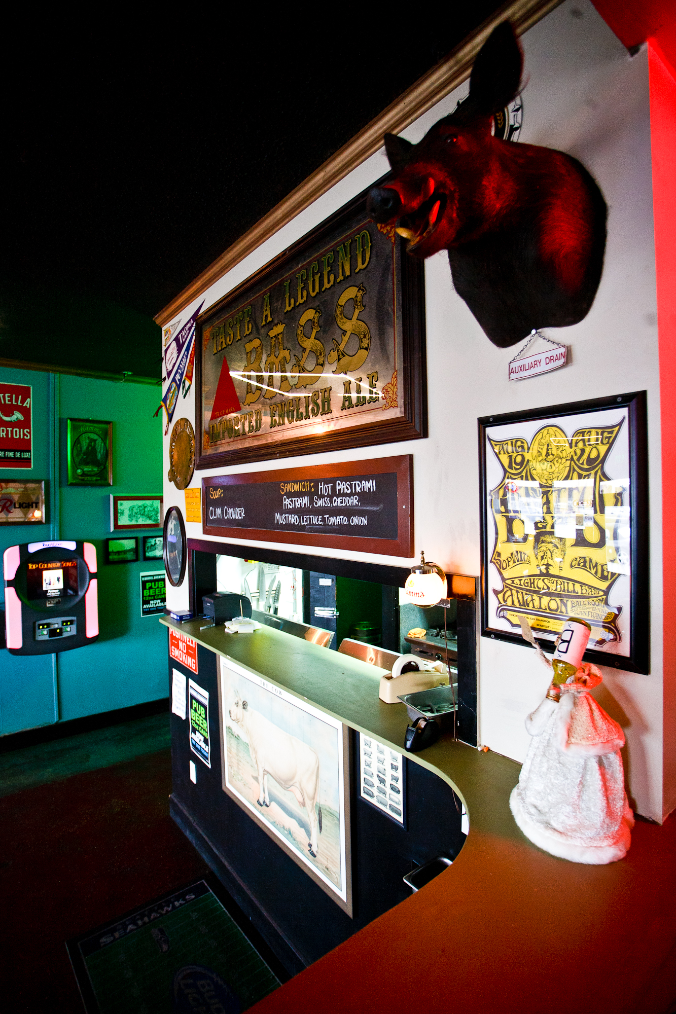 Bass Ale sign and character corner