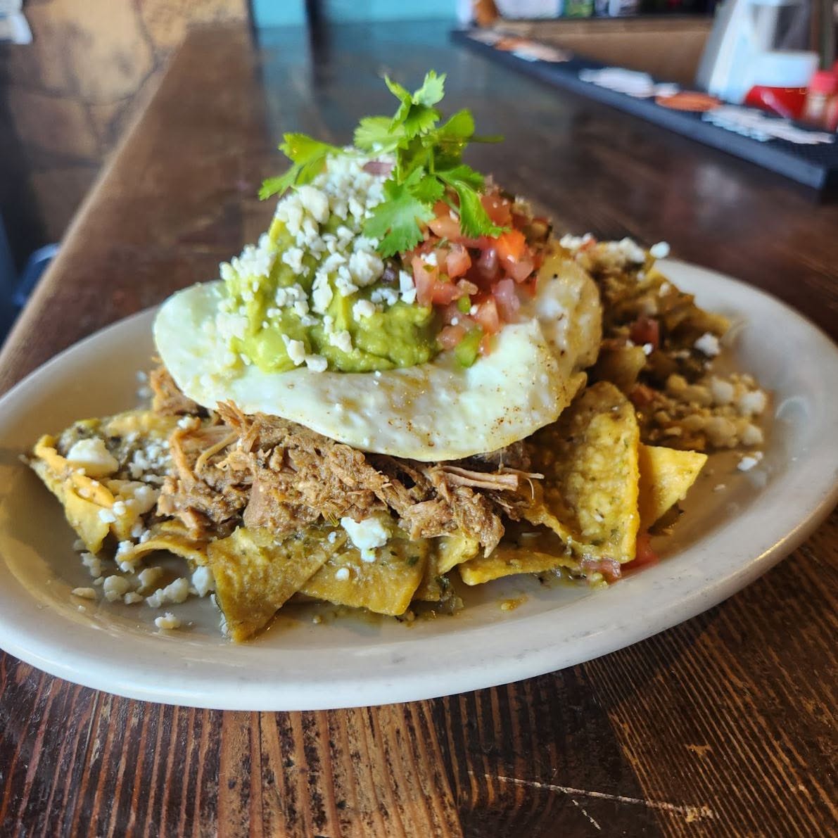 Nachos with salsa and sour cream at The Valley