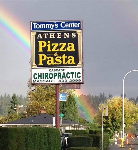 Athens roadside sign on Main Street
